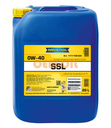 Моторное масло RAVENOL Super Synthetik Oel SSL SAE 0W-40 (20л) new
