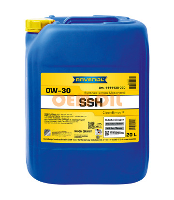 Моторное масло RAVENOL Super Synthetic Hydrocrack SSH SAE 0W-30 (20л) 