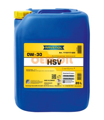 Моторное масло RAVENOL HSV SAE 0W-30 (20л) 