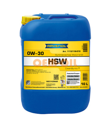 Моторное масло RAVENOL HSW SAE 0W-30 (10л)