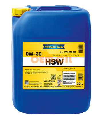 Моторное масло RAVENOL HSW SAE 0W-30 (20л)