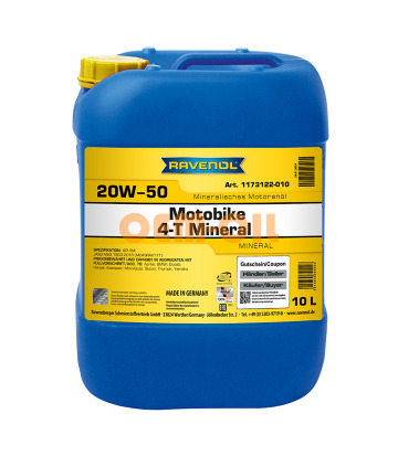 Моторное масло RAVENOL Motobike 4-T Mineral 20W-50 (10л) new