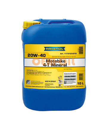 Моторное масло RAVENOL Motobike 4-T Mineral SAE 20W-40 (10л)