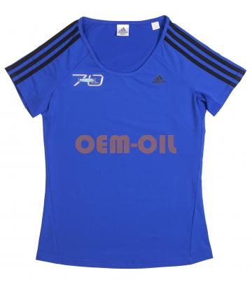 Футболка женская синяя ADIDAS с логотипом RAVENOL 